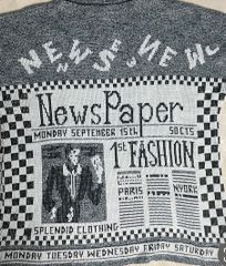 90's PRIVATE EYES/newspaper pattern jacquard knit/MADE IN USA
