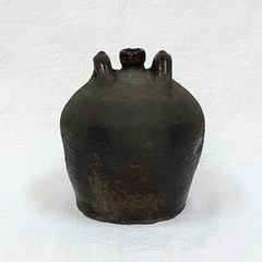 アンティーク　古道具　有名シェフ『水甕（みずがめ：黒、陶器』六本木ビストロ・シマ　島静代　調理器具