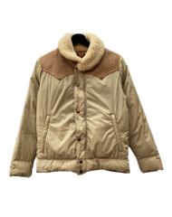 ロッキーマウンテンフェザーベッド Rocky Mountain Featherbed RM CHRISTY JACKET クリスティ ジャケット ダウン ダブルジップ 襟ボア 切替え アウター 薄茶 サイズ 36 無地 ベージュ 104MT-1443