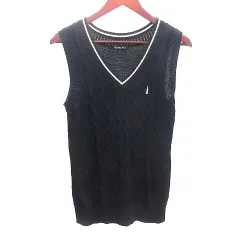 イーストボーイ EAST BOY ヴィーナス venus ニット ベスト プルオーバー ライン ケーブル 刺繍 9 M 紺 ネイビー /AU