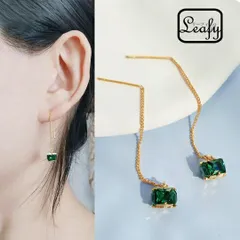 Leafy エメラルドグリーンのジルコニアが上品に揺れるアメリカンピアス 1ペア レディース エレガント 華奢 女性らしさ アクセント 普段使い  お出かけ パーティー イベント 食事会 女子会 デート プレゼント ギフト x09261a 5月誕生石