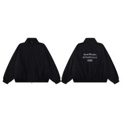 24ss Acne Studios 初秋新作 ヘビーデューティー ウォッシュ加工 エイジング まだらレタープリント ジッパージャケット ジャケット