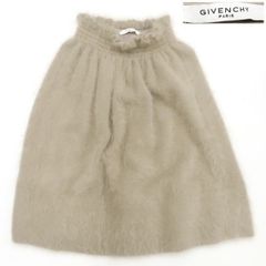 GIVENCHY スカート アンゴラ75% グレー ひざ丈 ファー #XS ジバンシー モコモコ ジバンシィ ◆送料込◆質屋-8913