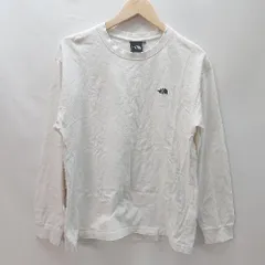 ◇ THE NORTH FACE ザ ノース フェイス ロゴ刺繍 クルーネック 長袖 ロンＴ サイズM ホワイト系 メンズ E  【1402200010220】