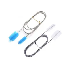 水族館ブラシチューブブラシ2個セット(ホワイト+ブルー)パイプクリーナーブラシステンレス製フレキシブル両頭清掃排水溝/水槽/配管掃除用