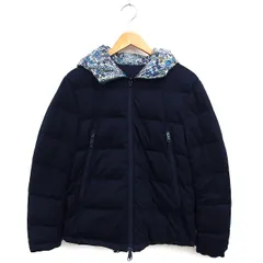 コムサイズム COMME CA ISM CONTEMPORARY ダウンジャケット アウター リバーシブル フード 花柄 ジップアップ L 紺 ネイビー /NT1のサムネイル