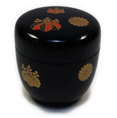 【人気商品】日本製 樹脂製 色蒔絵 茶道具 黒塗 高台寺蒔絵 中棗