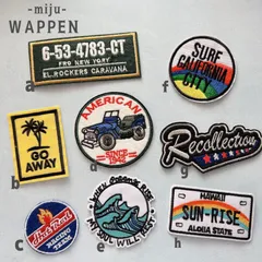 8051☆ビンテージ風英字ロゴアイロン刺繍ワッペン8枚