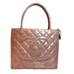 シャネル CHANEL 復刻トート ハンドバッグ シルバー金具 マトラッセ パテントレザー 6番台 ココマーク ピンクのサムネイル