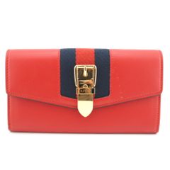 GUCCI/グッチ 476084 シェリーライン レザー 長財布 レッド レディース