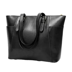 [Takusan Shopping] ビジネストートバッグ レディース メンズ 大容量 軽量 通勤 通学 大学生 高級 パソコン収納 puレザー 就活バッグ a4対応 ファスナー 男女兼用 (ブラック) [ブラック]