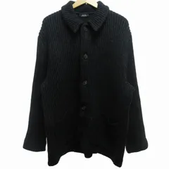 アーペーセー A.P.C. 90s ヴィンテージ ウールニットロングカーディガン セーター フランス製 黒 ブラック 約L-XLサイズ 0612 IBO52のサムネイル
