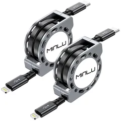 【在庫セール】USB C 格納式ライトニングケーブル iphone充電ケーブル巻き取り ライトニングケーブル巻き取り4フィート 2パック [MFi認証] iPhone 14/13/12/11 高速充電コード Type C iPhone充電ケーブル iPho