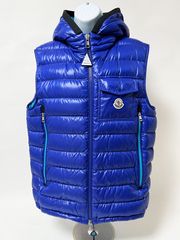 MONCLER モンクレール メンズ ダウンベスト RAGOT GILET フード ジレ Mid Blueブルー エメラルド サイズ：3 美品