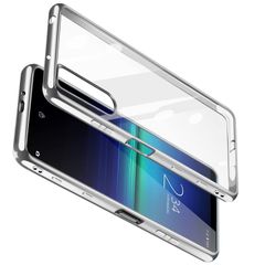 【数量限定】SO-52A SOG02 スマホケース クリア エスクペリア5ii ケース カバー 耐衝撃 ケース ソフト tpu 薄型 II 透明 背面クリア 青縁 メッキ加工 Xperia5 ストラップホール付き 軽量 (シルバー)
