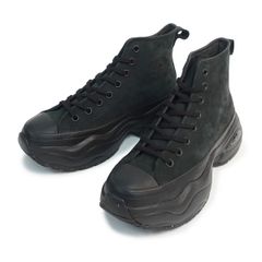 【新品】23.0～25.0cm コンバース CONVERSE スニーカー メンズ レディース ハイカット 厚底 レザー オールスター (R) サージトレーナー HI ブラックモノクローム