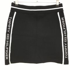 トミーヒルフィガー ニットスカート 黒×白 サイドロゴ レディース LL ゴルフウェア 2022年モデル Tommy Hilfiger Golf