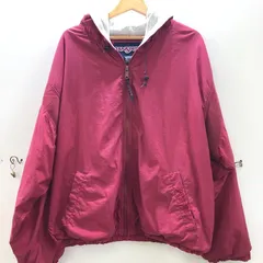JAN SPORT 90年代ヴィンテージ vintage アウター ナイロンジャケット フルジップ 中綿 フーディー パーカー 短丈 タイ製 メンズ L 90' s ワインレッド