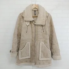 ◇ ZEN フェイクレザー ボア 長袖 ジャケット コート サイズM ベージュ系 レディース E  【1304200038030】