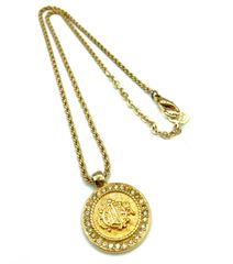 【鑑定済み】正規品 Christian Dior クリスチャンディオール ネックレス ロゴ ラインストーン ゴールド