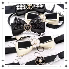 🖤🤍リボンチョーカー 10本 デザインおまかせ୨୧  犬用トリミングチョーカー 猫用　ペットリボン　トリミングリボン