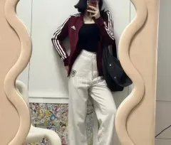 adidas(アディダス) ストライプ トラック トップス 3本線 ジャージ 影 赤