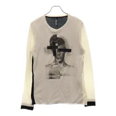 Neil Barrett (ニール バレット) フロントプリント フェイクレイヤード クルーネック 長袖Tシャツ カットソー ホワイト//ブラック BJE83C S5650のサムネイル