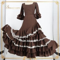 【フラメンコ衣装】パープル×豪華ボランテ 上下セット セットアップ ツーピース フラメンコ衣装】ブラウン BABY TEARS ベビーティアーズ 上下