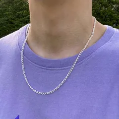 〇【3ｍｍ】シルバー チェーンネックレス メンズ ネックレス 50cm