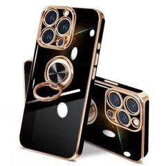 スタンド機能 車載ホルダー対応 アイフォン 360°回転 15 PRO 耐衝撃 ケース 一体型 ケース 携帯ケース リング 保護カバー レンズ保護 15pro ストラップホール付き 6.1インチ iPhone （ブラック）