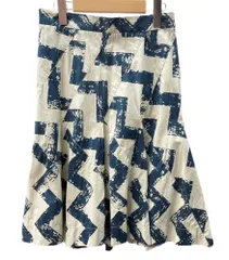 ヴィヴィアンウエストウッド Vivienne Westwood レッドレーベル RED LABEL フレア ミモレ丈 パンク オーブ 日本製 BEIGE 紺 NAVY SIZE38 357-01-26020 スカート 幾何柄 ベージュ 104LB-25