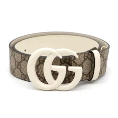 グッチ ベルト ダブルGバックル レザーベルト GGマーモント サイズ85cm 400593 GUCCI レディース 白