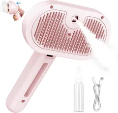 ペット用ブラシ 犬用ブラシ 猫ブラシ ペットブラシ 噴霧式ペットブラシ ワンプッシュ式 抜け毛 絡まりを取り除く 水タンク付き ブラシ 痛みない 短毛 中毛 長毛 犬猫通用 Type-C充電 日本語説明書付き (ピンク)