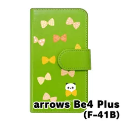 【新品未使用】arrows Be4 Plus F-41B アローズビー4プラス スマホケース 手帳型 (色：グリーン×柄：パンダとリボン) moimoikka モイモイッカ アニマル カード収納 PUレザー flip2-f41b-gr-20092のサムネイル