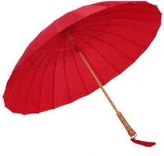 Lanx. 和傘 和風 赤 レッド 軽い 24本骨 晴れ 雨 兼用 梅雨 対策 木製 手元 長傘 雨傘 番傘 紳士傘 耐風 撥水 グラスファイバー アクセサリー 頭 石突 犬 大人 海 裏地 江戸 エメラルド 学生 七五三 子供 薄い 渦巻き [赤(レッド)]