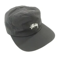 ステューシー STUSSY ナイロン キャップ 帽子 ワンポイント ロゴ フラット 薄手 黒 ブラックのサムネイル
