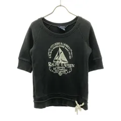 RALPH LAUREN ラルフローレン ロゴプリント 半袖 トレーナー 150 ブラック スウェット キッズ 古着