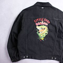 【LITTLE SHOP OF HORRORS】希少 リトルショップオブホラーズ ロゴ刺しゅう入り ブラックデニムジャケット ジージャン カナダ製 ビンテージ