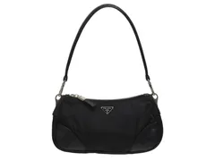 PRADA プラダ テスート ワンショルダーバッグ ブラック ナイロン レザー ハンドバッグ トライアングルロゴ BR2050 シルバー金具 美品 中古 4b006034