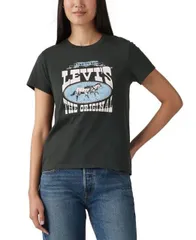 【送料無料】 リーバイス レディース シャツ トップス Women's Perfect Graphic Logo Cotton T-shirt Levis Horse Poster Pirate Black