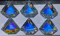 6個セット ダイヤモンド型 オーロラクリア サンキャッチャー トップ K9 クリスタルガラス