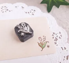 小さなはんこシリーズ　チューリップ　花　消しゴムはんこ