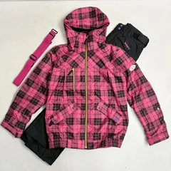 ◆ kissmark キスマーク その他アウター スキーウェア スノボウェア チェック 上下セット アウター パンツ 古着 ピンク サイズL レディース 1.37kg