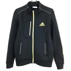 アディダス ジャケット 黒×イエロー 袖ロゴプリント ダンボールニット メンズ M/M ゴルフウェア adidas