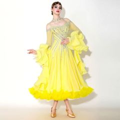 新品】社交ダンス 競技ドレス オーストリッチ ファー フロート 蛍光