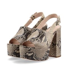 MIU MIU ミュウミュウ パイソン柄 レザー サンダル レディース 36 1/2 ブラック × グレー イタリア製
