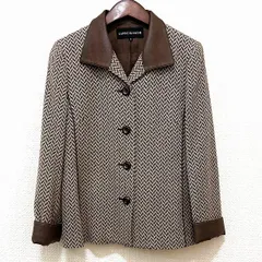 #wnc ラピーヌブランシュ LAPINE BLANCHE ジャケット 9 茶系 ヘリンボーン 異素材 レザー レディース [895102]のサムネイル