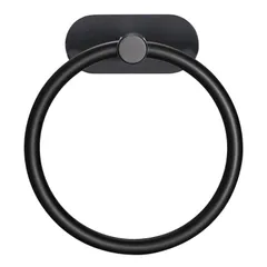 新品 タオルハンガー おしゃれ タオル掛け トイレ タオル掛け バスルームアクセサリー タオルリング キッチン 壁掛け 浴室 16cm 壁掛け ステンレス ブラック/シルバー 粘着 (ブラック)