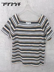 ◇ niko and... ボーダー スクエアネック 五分袖 Tシャツ カットソー サイズ4 ホワイト ブラック ブラウン レディース  【1002800381920】