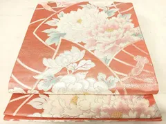 平和屋着物◎六通柄袋帯　牡丹文　金銀糸　正絹　逸品　AAAU3074yx